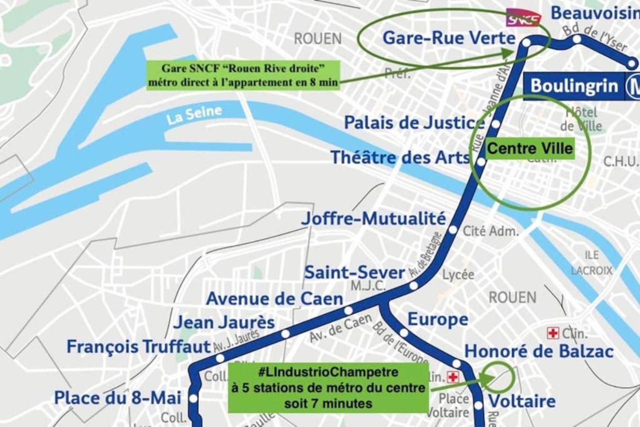 #LIndustrioChampetre Free Parking, Bien Situé, Spacieux, Proche Clinique Rouen Esterno foto